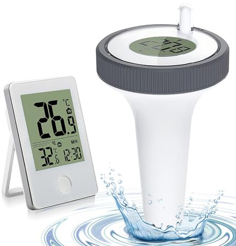 WIYETY Thermomètre de piscine numérique : thermomètre de piscine, sans fil, flottant, sans fil, étanche IP67, pour aquarium, piscine, étang, étang à poissons