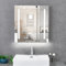 T&K LED Armoire Miroir de Salle de Bain avec éclairage et désembuage 60x65cm, avec éclairage ambiant inférieur, Prise et Prise USB Meuble Mural en Alliage d’Aluminium pour Salle de Bain Miroir