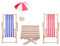 Yuanchu Miniatur Puppenhaus Strandstuhl, 4 Stück 1:12 Strand Dekoration Outdoor Zubehör Mini Puppen Zwillings Liegestühle Regenschirm Tisch für DIY Garten Zen Meer Strand Möbel Dekor Geschenk