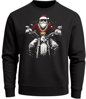 Neverless® Sweatshirt Herren Weihnachten Bad Santa Biker Motorrad Aufdruck Print Rundhals-Pullover Fashion Streetwear