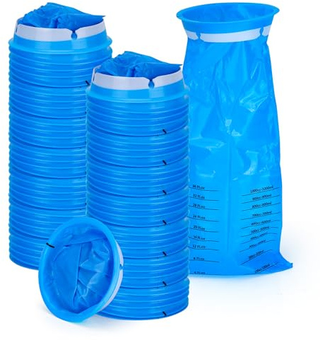 Aramanara 100 Pcs 1000 ml Sick Bags, Blue Portable Vomit Bag for Travel | High Density Emesis Bag, Barf Bags with Snap for Travel Car Aircraft Morning Sickness