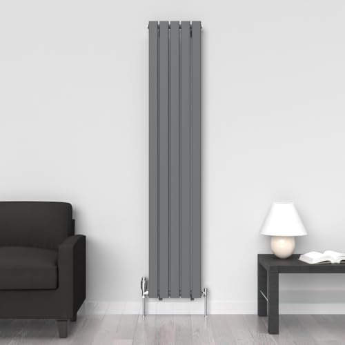 Lux Heat Anthracite Grey Flat Vertical Single Panel Designer Radiator 1800mm (H) x 350mm (W)