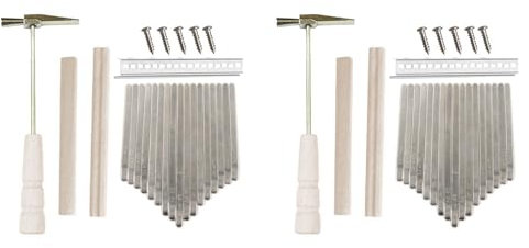 LOLPALONE 2 x 17Keys Kalimba Kit DIY Thum Piano Ersatzteile mit Schlüssel Bridge Tuning Hammer Kit Kalimba Zubehör