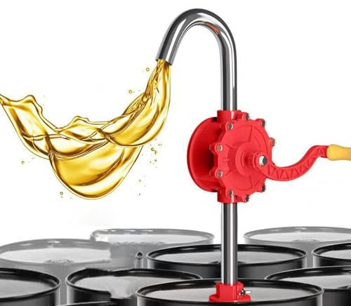 AMUFJJ Drum Rotary Barrel Pump, 1 2 Pack Flexible Manual Pump & Hand Pumps for Diesel Oil/Liquid/Water, 1 Inch Diameter Stainless Steel Rod with Handle(2 pack)