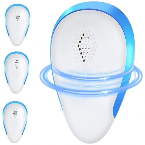 2025 Upgraded Version Ultrasonic Pest Repeller, Powerful Mouse Repeller plug in Pest Control for Rats, Rodent, Mice, Bugs, Mosquito, Spider, Ant Repellent Harmless To Pets And Human (4 Packs) (Blue)