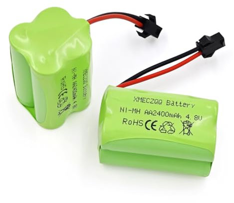 XMECZQQ NiMH Battery 4.8 V 2400 mAh, 2 Backup Batteries with SM Plug, Suitable for Remote Controlled Cars, Remote Controlled Robots, Power Tools, etc.