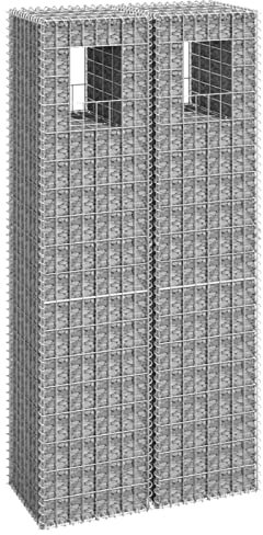 Gecheer Poteaux à Panier de Gabion 2 pièce 40x40x180 cm Fer, Mur à Gabion Clôture en Maille, Panier à Gabion pour Jardin, Terrasse et Extérieur Décorative