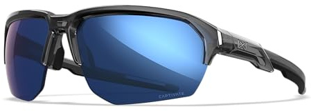 Wiley X JAKL Ballistic Rated Sonnenbrille, Schutzbrille für Damen und Herren, UV-Augenschutz für Schießen und Outdoor (Glänzender Kristallgrauer Rahmen mit CAPTIVATE™ polarisierten blauen