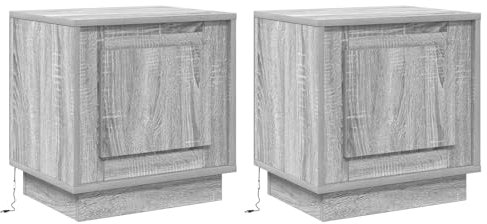 vidaXL Nachttisch mit 2 pcs Grau 44 x 34.5 x 45 cm Holzwerkstoff, Moderner Nachttisch, kompakter Beistelltisch, Zwei Farben, funktionale Möbel für Dein Schlafzimmer