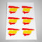 Pegatinas Bandera España, Pack 6 Unidades, Mapa de España en Rojo y Amarillo, Vinilo Adhesivo para Coche, Moto, Ventanas, Portátil, Decoración