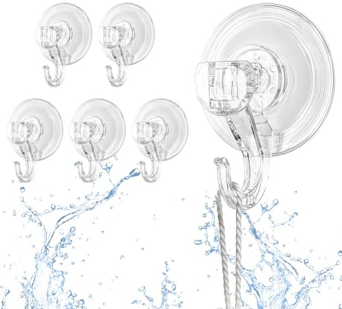 SoeUyd Lot de 6 Crochet Ventouse Transparent, Crochet a Ventouse pour Salle de Bains et Cuisine, Crochets à ventouse Murale, Ventouses Plastiques pour Fenêtre, pour Suspendre Guirlandes Décorations