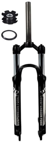 HJYBFA Fourche Avant de vélo électrique 26, 27,5 et 29 Pouces, Fourche à Suspension pour VTT, écartement 100 mm, 9 mm, QR 1-1/8, débattement du Tube Droit 90 mm, Frein à Disque, DH