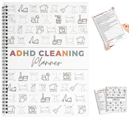 ADHD Cleaning Planner,ADHD Planner for Adults,Bundle Household Cleaning Schedule and Checklist Management,Chore Chart Notebook for Home,Daily Weekly Monthly Household Cleaning Planner,DIY