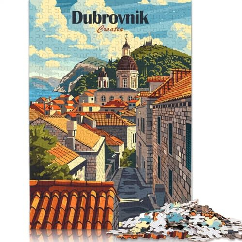 Puzzle 1000 Piece Dubrovnik Croatia Travel Poster Jigsaw Puzzle for Adults And Paper Jigsaw Puzzle Suitable for 18 Years And Up Fun Puzzles Games 38x26cm/1000pcs