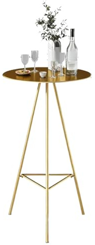 Preferspace Runder Stehtisch (105 cm hoch) mit massiver Tischplatte und Metallgestell, ideal for Bistro, Hausbar, Partys und Feiern.