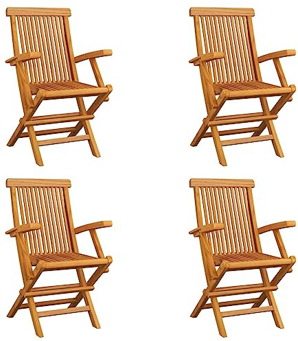 IBUQDDV Klappbare Gartenstühle 4 STK. Massivholz Teak, Faltbare Stühle für Terrasse Garten Innenhof, ergonomische Sitzmöbel aus witterungsbeständigem Holz
