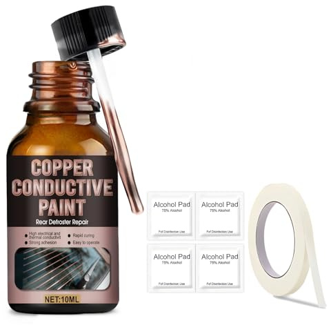 Kit Riparazione Lunotto Termico, Vernice Conduttiva Lunotto, Colla Conduttiva Elettrica per la Riparazione Del Lunotto Termico, Include Pennello e Carta per Mascheratura, Riparazione Rapida, 10 ML