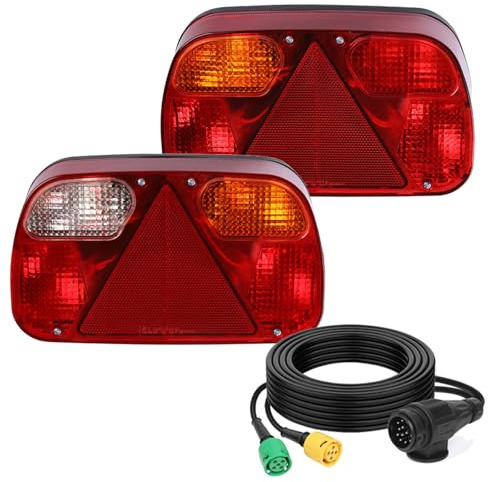 AOHEWEI Anhänger Rücklichten Satz Kabelbaum Bremsleuchte Für Lkw Beleuchtung Kabel Satz mit 13 Polige Stecker und 2 Stück 5,5 m 5 Adriges Kabel Geeignet für Anhänger Wohnwagen oder LKW