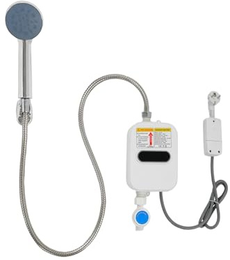 Elektronischer Durchlauferhitzer 220V 3500W, Mini Durchlauferhitzer mit LCD-Display & Handbrause, Elektrisch Warmwasserbereiter Durchlauferhitzer 3.5KW 220V für Badezimmer Küche, Weiß