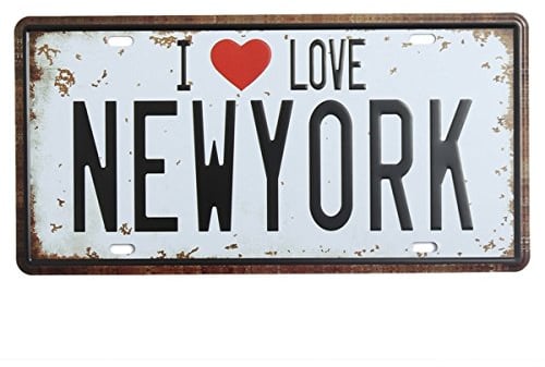 New York License Plate Tin Sign Vintage Metal Plaque Poster Bar Pub Home Wall Decor
