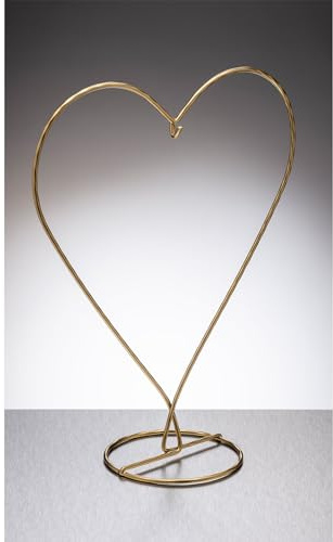 Sienna Glass Gold Heart Shaped Display Stand – Large – 27cm Elegant Metal Ornament Holder for 8cm & 10cm Hanging Glass Balls and Hearts – Ideal for Home Décor and Gifting