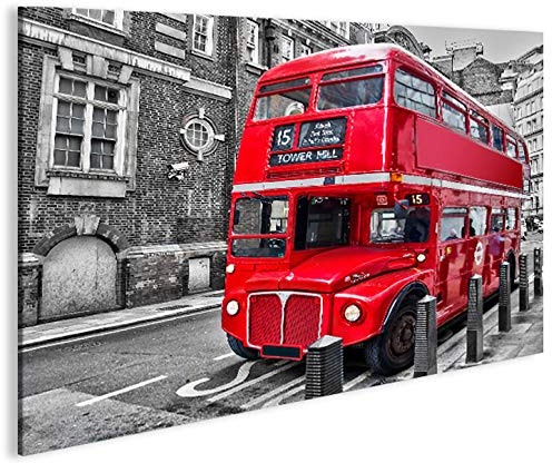 islandburner Bild Bilder auf Leinwand London Bus Doppeldecker typischer Roter Bus 1K XXL Poster Leinwandbild Wandbild Dekoartikel Wohnzimmer Marke