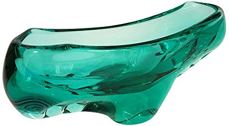 Oberstdorfer Glashütte Bol en verre coloreé coquille ovale en cristal transparent souffle a la bouche dans la couleur verte transparente longeur env. 26 cm large env. 7 cm hauteur env. 12 cm