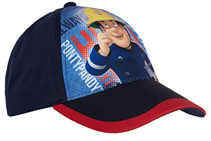 Feuerwehrmann Sam Cap für Jungen mit Fotodruck und Klettverschluss Blau 54
