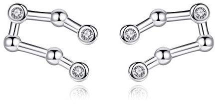 VIKI LYNN Damen Mädchen 925 Sterling Silber CZ Sternzeichen Ohrringe, Sterling Silber Zirkonia, Zirkonia
