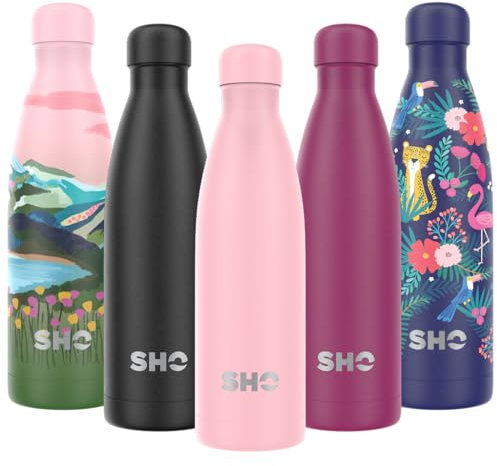 SHO Bottle - Perfekte Vakuumisolierte, Doppelwandige Trinkflasche + Wasserflasche - Aus Hochwertigem Edelstahl - 24 Std Kühlen & 12 Std Warmhalten - BPA frei (Pastel Pink 2.0 - Powder Coated, 1000ml)