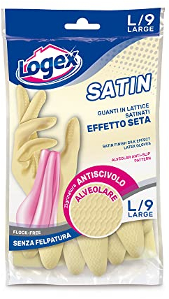 LOGEX PROFESSIONAL Guanti in lattice SATIN tg. L Crema