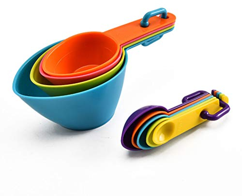 RONGJJ Inoxydable Cuillères à Mesurer en Plastique Ensemble de 9 Pièces, Outils de Cuisson de Cuisine à Domicile Cuillères à Café, pour Ingrédients Liquides et Secs Doseuses