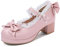 KISSASA Womens Cute Platform Shoes Chunky Mary Jane Heels Bow Court Shoes Size 12UK,Pink