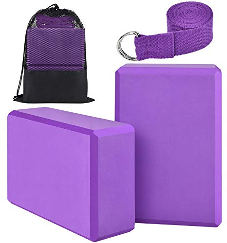 Yoga Klotz Klötze Blöcke 2er Set Yoga Block und Gurt Yoga-blocks Joga Klotz 2er Yoga Brick Groß Jogaklotz Spagat Blöcke Schaumstoff Block Würfel mit Aufbewahrungstasche für Yogablock 【4 Stück】