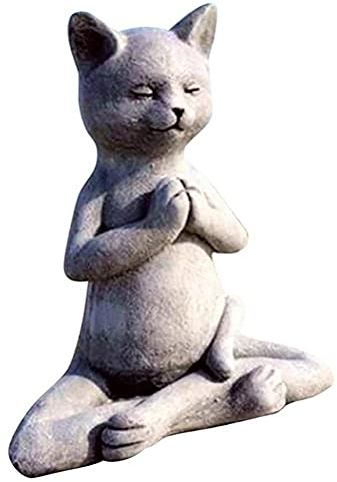 Buddha-Katze, Figur Katze in Gebetsposition Zen, Yoga Relaxed Meditating Cat, Gartenskulptur