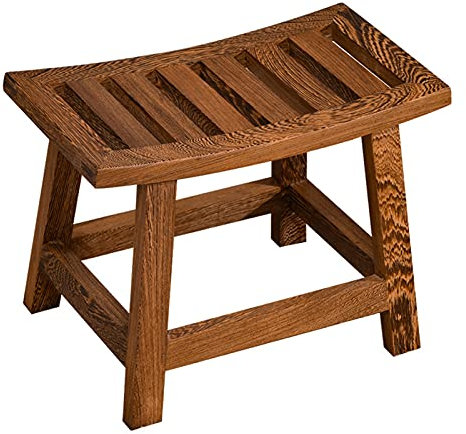 XFSHKJS Kleiner Sitzhocker für Innendusche, Eckbadewanne Duschsitz Fußstütze Rasierhocker Holzschuh-Wickelhocker, Innen- oder Außengebrauch Geschwungenes Design