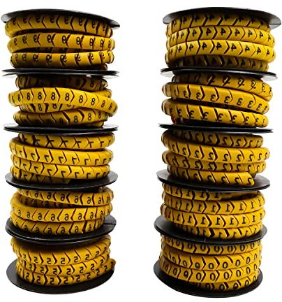 Marqueur De Câble, SRJQXH 10 Rouleaux 0~9 Numéro De Repère De Câble, Serre-Câbles De 4 mm², Environ 160 Capuchons Par Rouleau, Diamètre De Fil De 6 mm, Matériau PVC, Ferme Et ne Tombe Pas Pacilement