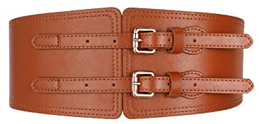 FFWTPY Eleganter breiter Gürtel für Damen aus hochwertigem Leder mit doppelter Schnalle Perfektes Accessoire für stilvolle Outfits und besondere Anlässe