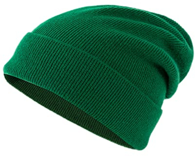 Lallier Unisex-Mütze aus 100% reinem Kashmir, gerippte Mütze mit Bündchen, warm, weich, mit Geschenkbox für Damen und Herren (Waldgrün)