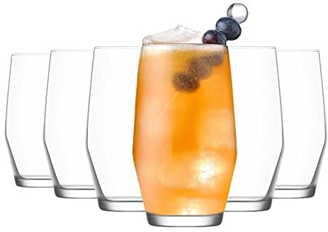 LAV 12x Clear 495ml Ella Highball Glasses - Tall Hi Ball Glass Water Gin Juice Cocktail Drinking Glassware Tumblers Set
