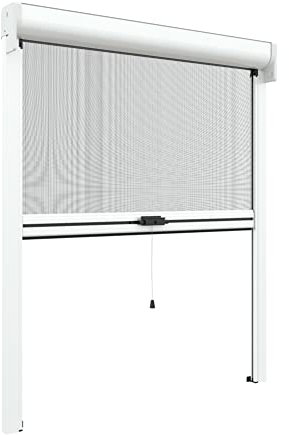 Zanzanet Zanzariera verticale con molla a rullo chiusura Ermetica per finestre su misura personalizzabile e con cerniera zip laterale isolante e profilo in alluminio 60x150 cm