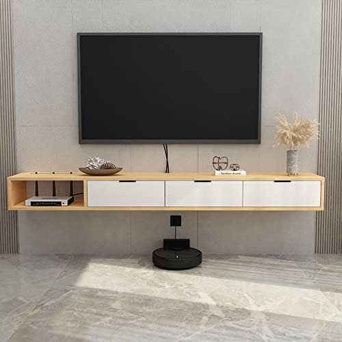 KOWJIFH Wall mounted TV cabinet Floating shelf Wall shelf TV background wall decorative shelf Router Set-top box CDs DVD DVD players Photo frames Storage shelf TV Stands TV multimedia consoles