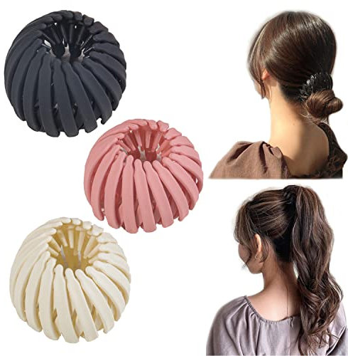 Lot de 3 pinces à cheveux magiques en forme de nid d'oiseaux, accessoires pour cheveux pour femme, queue de cheval et fer à friser