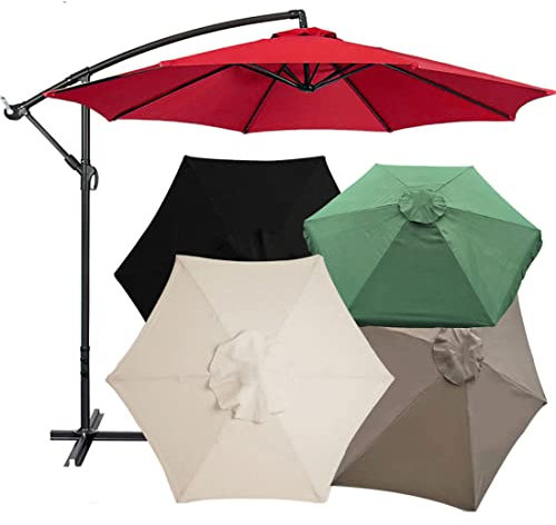 1 toile de rechange pour parasol de jardin, protection UV 30+ pour parasol de jardin, tissu résistant au soleil et à la pluie (3 m/6 baleines, blanc cassé)