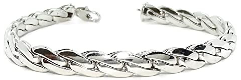 Never Say Never 18 Karat Weißgold-Armband für Damen und Herren, Modell Doppel-Flechtgeflecht, 21,00 cm lang, 7,50 mm breit und 12,60 g 18 Karat Gold.