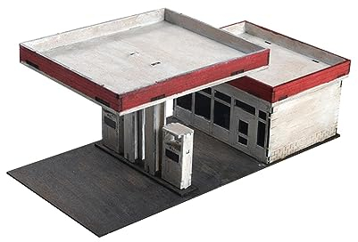 Fenteer 1:72 1:64 Tankstellenmodell, Tankstellen-Architekturszene, Bildungslandschaft, DIY-Demontage für Zubehör-Diorama, Kriegsszenen-Layout-Dekor, modern