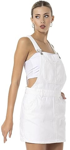 Redbridge Abito da donna in denim, in cotone, bianco, L