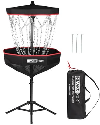 HIAARO Panier de Golf Portable avec 16 chaînes Robustes, Cible de Golf Pliable Frisbee avec Sac de Transport pour la Pratique