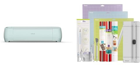 Cricut Explore 3, Vert Menthe + Cricut Ensemble de matériaux Essentiels, Variété
