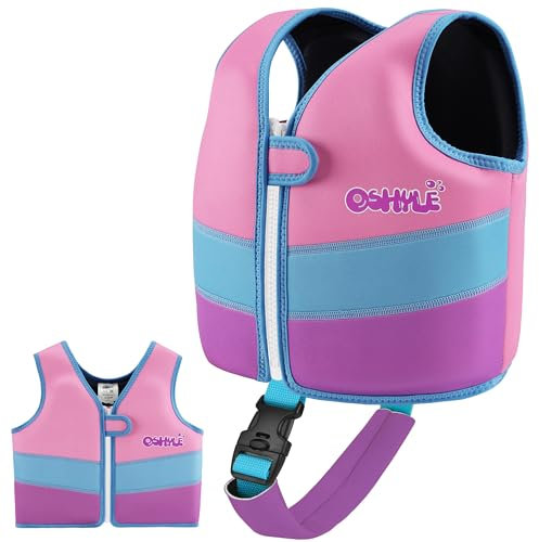OSHYLE Kinder Schwimmweste - Jungen Mädchen Neopren Schwimmen Jacke Kleinkind Schwimmen Floating Neopren Schwimmweste für 1–9 Jahre (M(3-6), SS-PK)